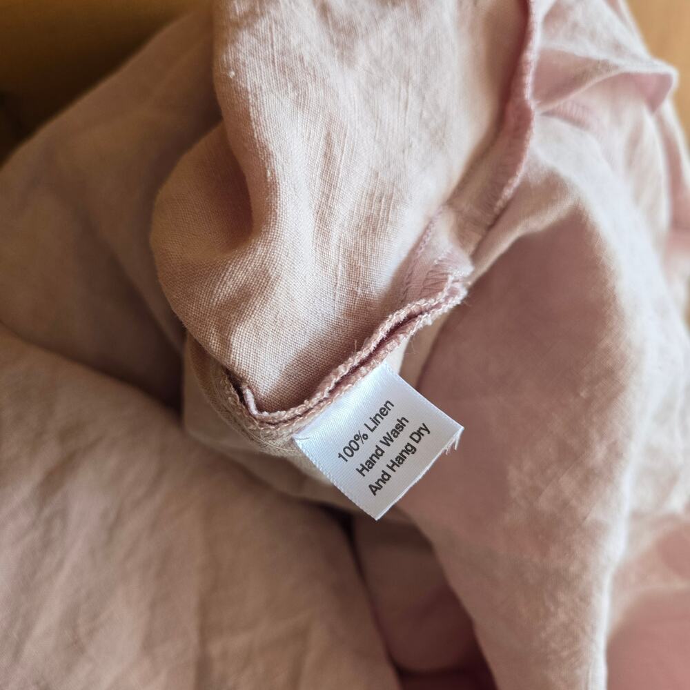 JAG Eden Dress Midi Blush Pink Linen S/M Ruffled Coastal Summer Cottagecore Boho - Picture 7 of 8